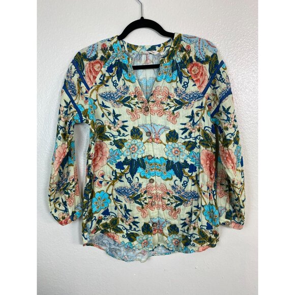 Soft Surroundings Floral Gauzy Boho Top Womens XS Lightweight‎ Cotton Cottage - Picture 1 of 16